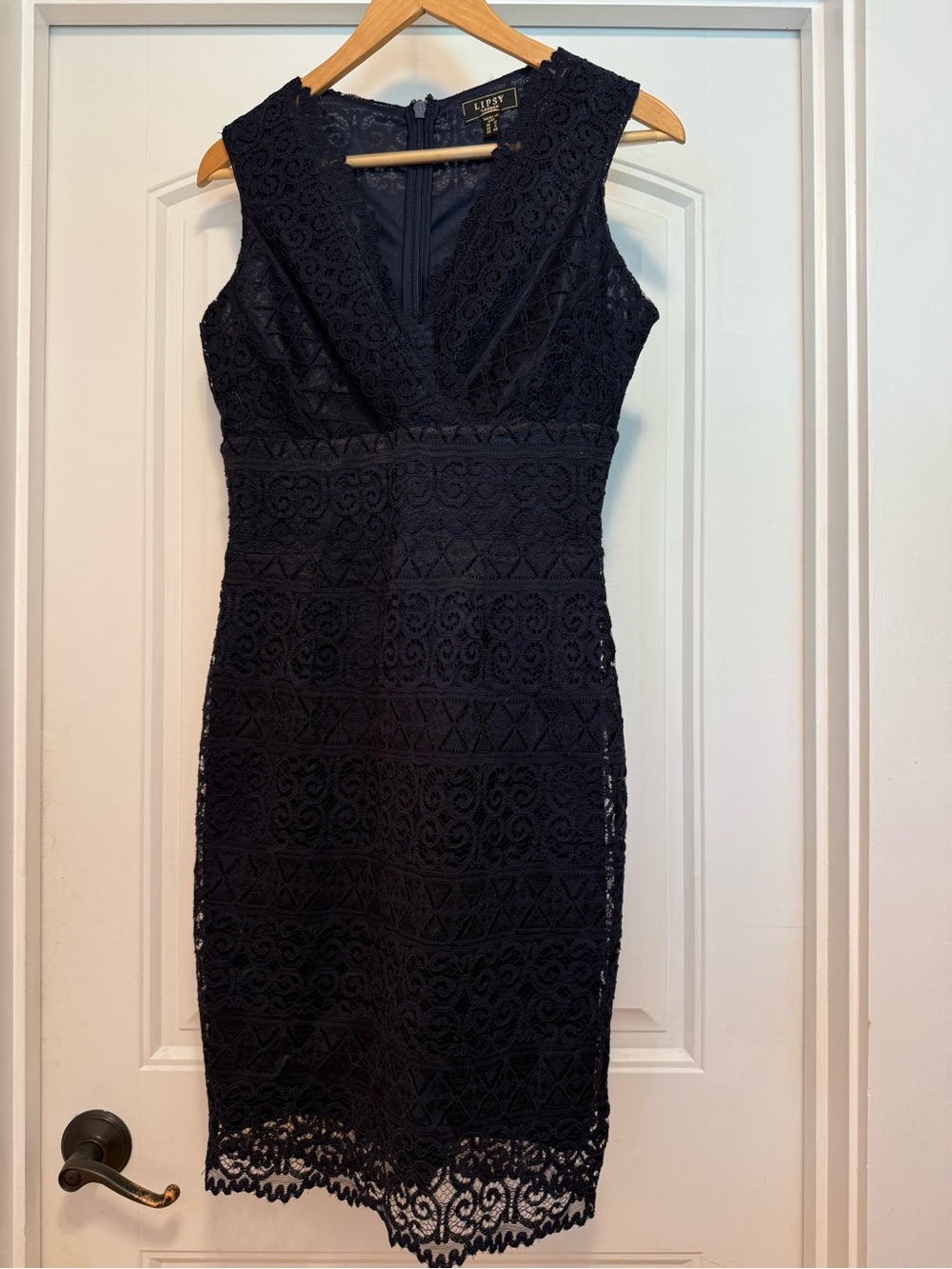 Lipsy Navy Lace V‑Neck Sheath Dress